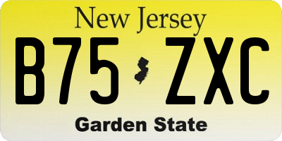 NJ license plate B75ZXC