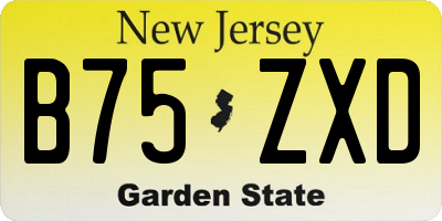 NJ license plate B75ZXD