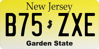 NJ license plate B75ZXE