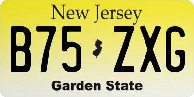NJ license plate B75ZXG
