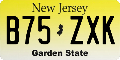 NJ license plate B75ZXK