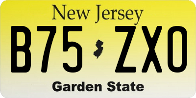 NJ license plate B75ZXO