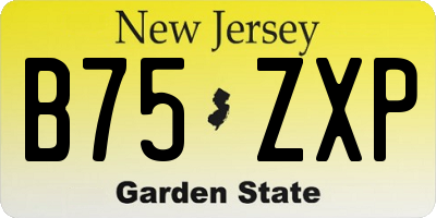 NJ license plate B75ZXP