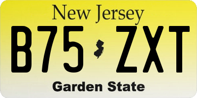 NJ license plate B75ZXT