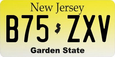 NJ license plate B75ZXV