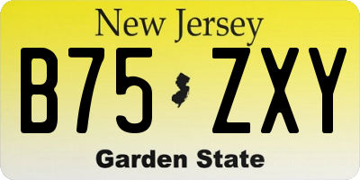 NJ license plate B75ZXY