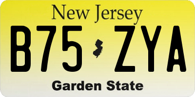 NJ license plate B75ZYA