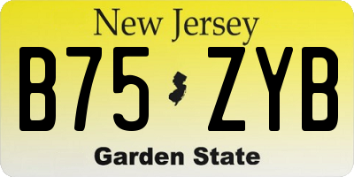 NJ license plate B75ZYB