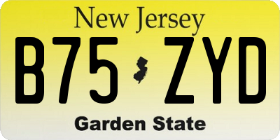 NJ license plate B75ZYD