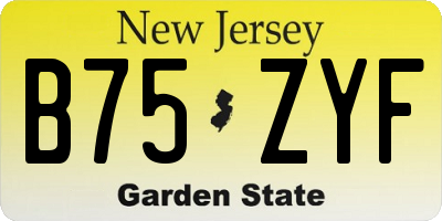 NJ license plate B75ZYF