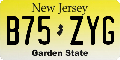 NJ license plate B75ZYG