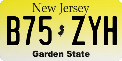 NJ license plate B75ZYH