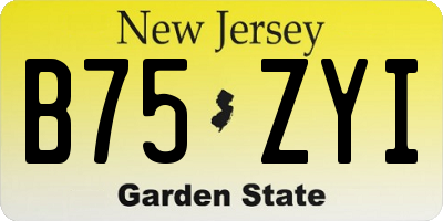NJ license plate B75ZYI