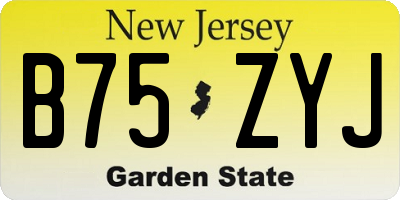 NJ license plate B75ZYJ