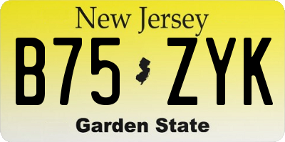 NJ license plate B75ZYK