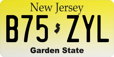 NJ license plate B75ZYL