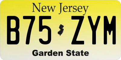 NJ license plate B75ZYM