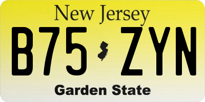 NJ license plate B75ZYN