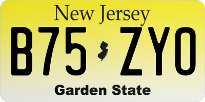 NJ license plate B75ZYO