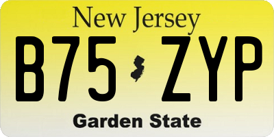 NJ license plate B75ZYP