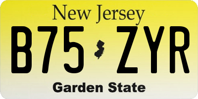 NJ license plate B75ZYR