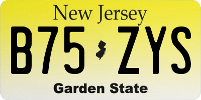 NJ license plate B75ZYS