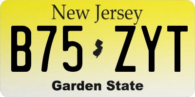 NJ license plate B75ZYT