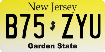NJ license plate B75ZYU