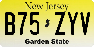 NJ license plate B75ZYV