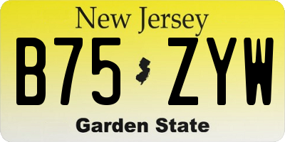 NJ license plate B75ZYW