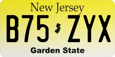 NJ license plate B75ZYX