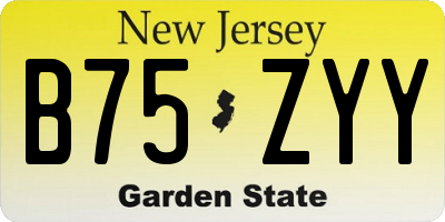 NJ license plate B75ZYY