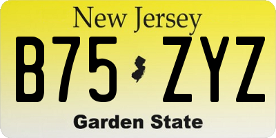 NJ license plate B75ZYZ