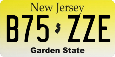 NJ license plate B75ZZE