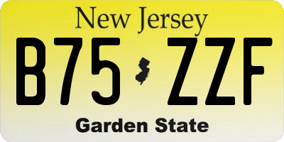 NJ license plate B75ZZF