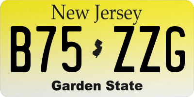 NJ license plate B75ZZG