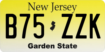 NJ license plate B75ZZK
