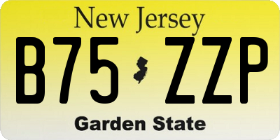 NJ license plate B75ZZP