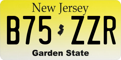 NJ license plate B75ZZR