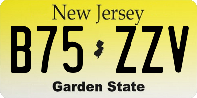 NJ license plate B75ZZV