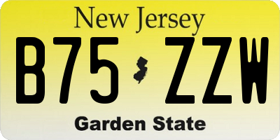 NJ license plate B75ZZW