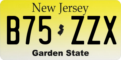 NJ license plate B75ZZX