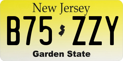 NJ license plate B75ZZY