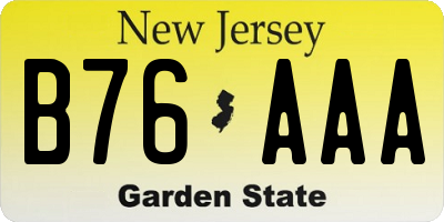 NJ license plate B76AAA