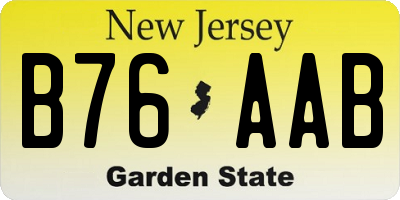 NJ license plate B76AAB