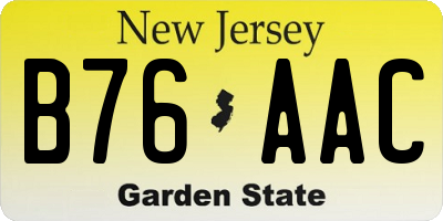 NJ license plate B76AAC