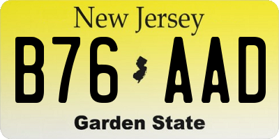 NJ license plate B76AAD