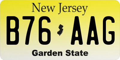 NJ license plate B76AAG
