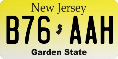 NJ license plate B76AAH