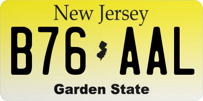 NJ license plate B76AAL